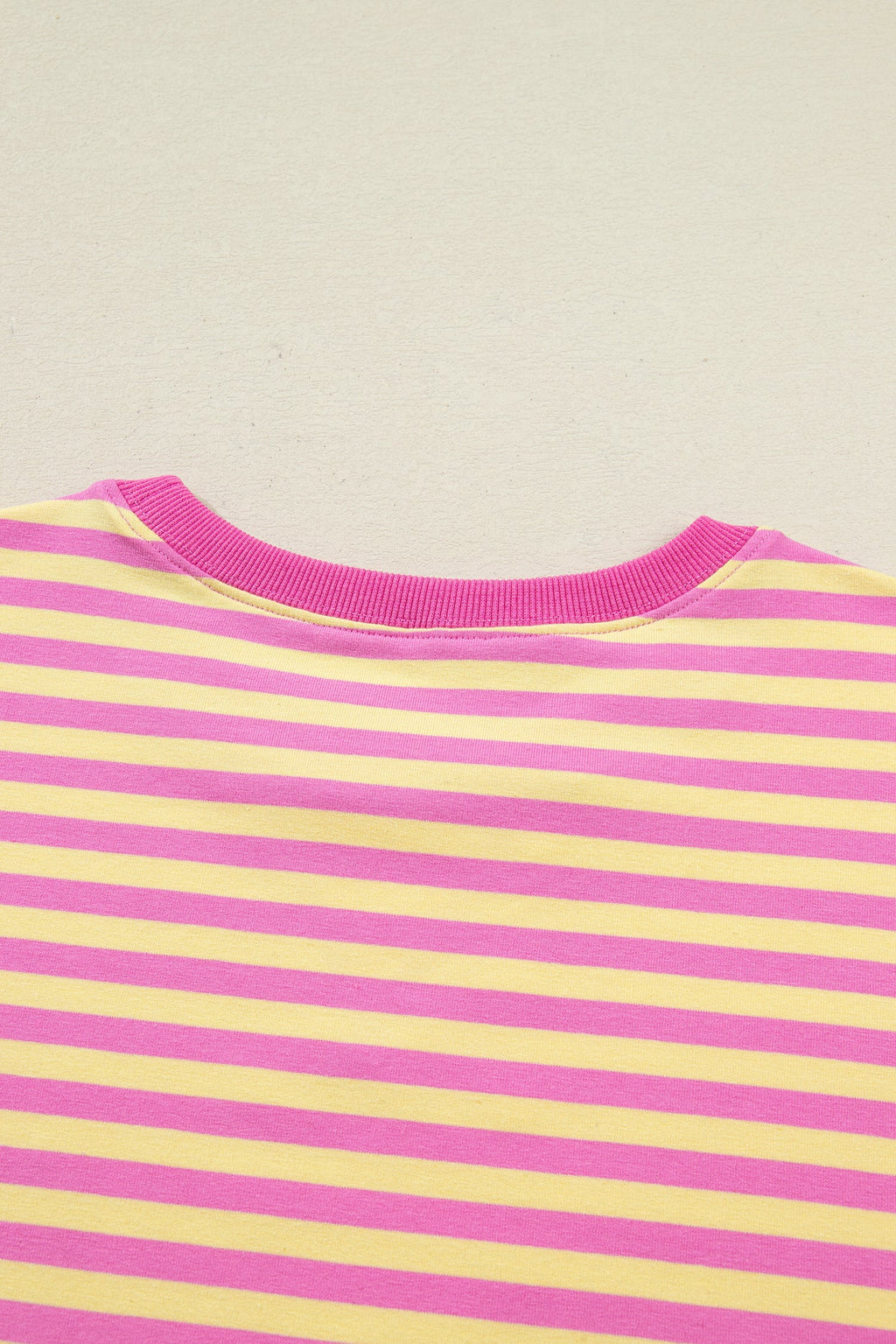 Rose Stripe Drop Shoulder Boxy Casual Terry Short Set