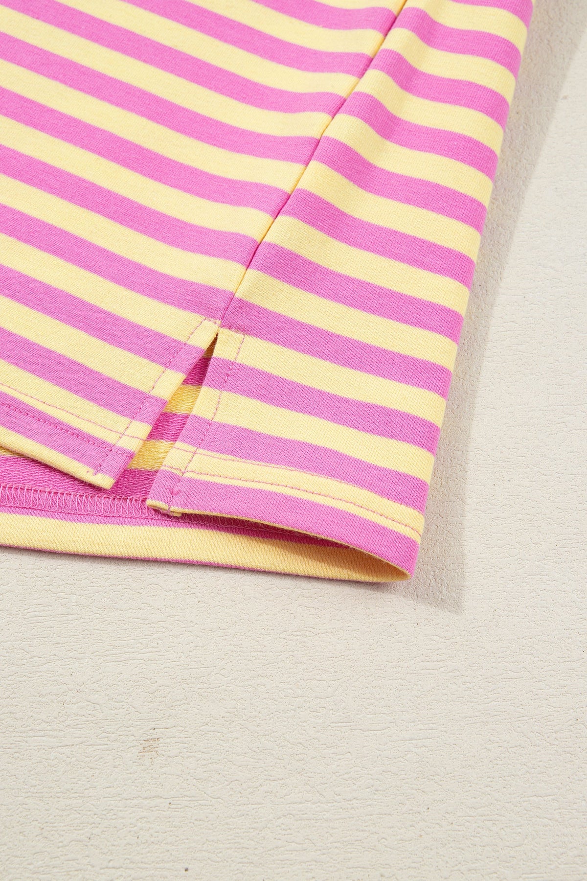 Rose Stripe Drop Shoulder Boxy Casual Terry Short Set