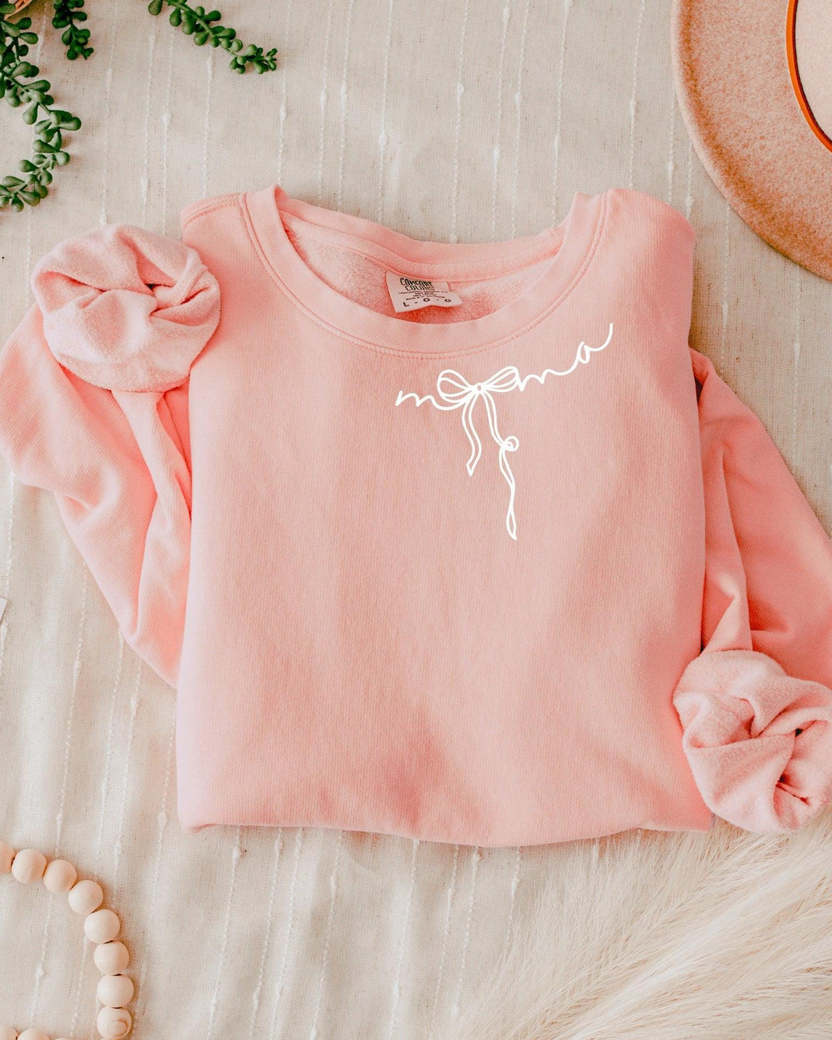 Mama Ribbon Around Neck Garment Dyed Comfort Colors Sweatshirt