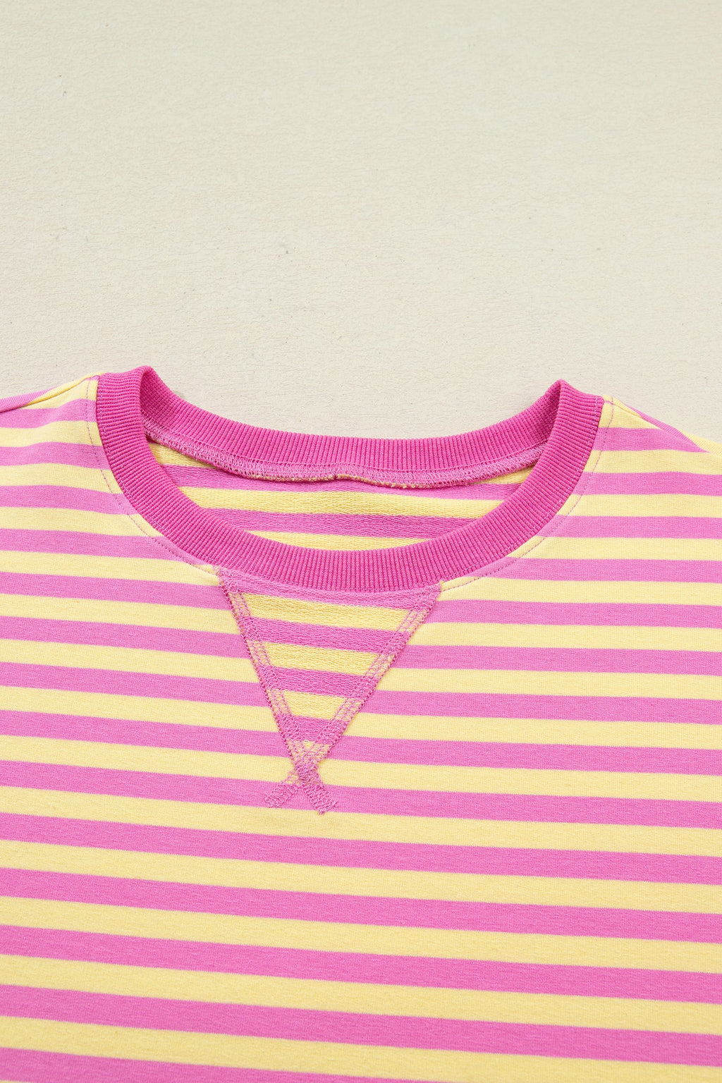 Rose Stripe Drop Shoulder Boxy Casual Terry Short Set