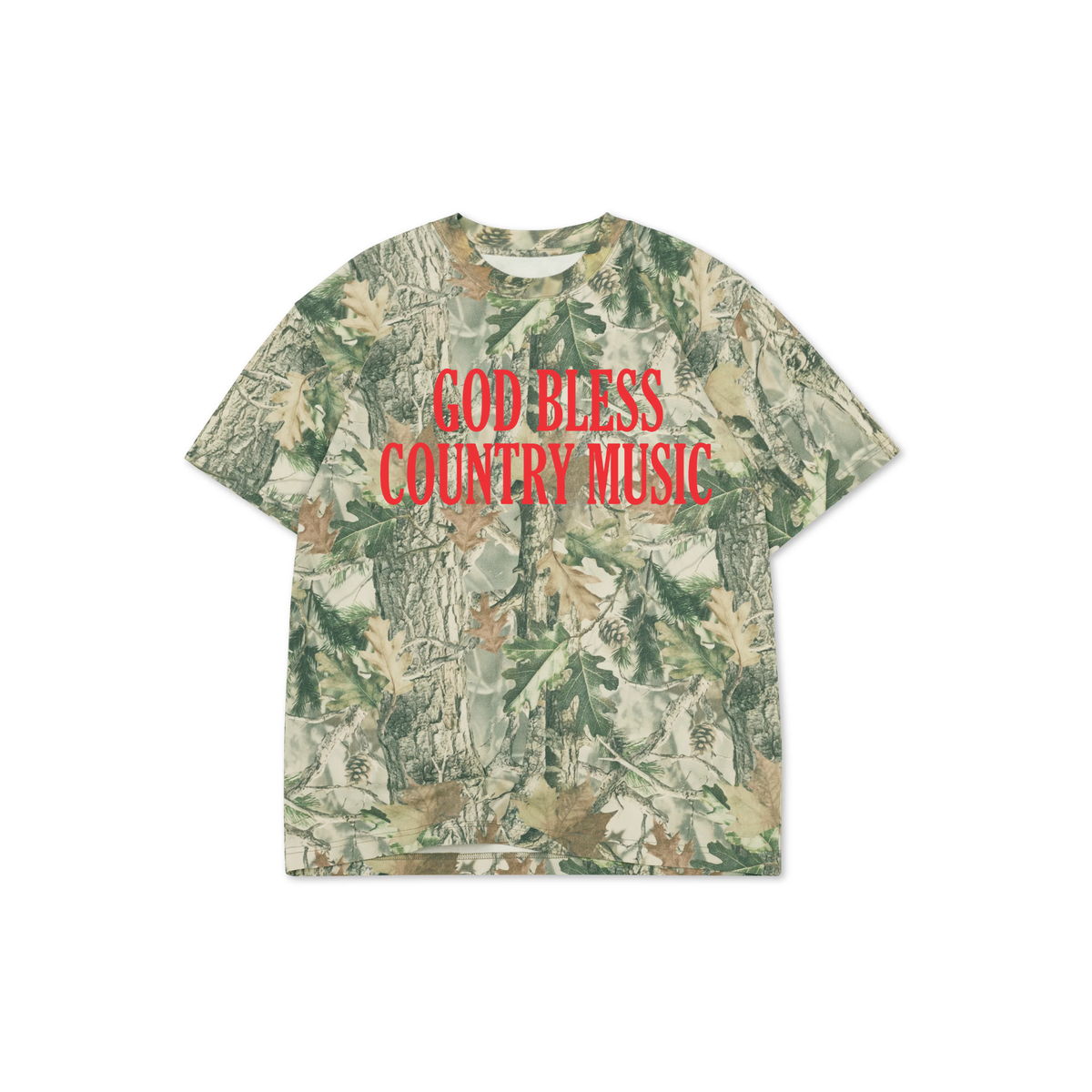 Pre- Order August 31st God Bless Country Music Vintage Wood Camo Oversized Boxy Tee