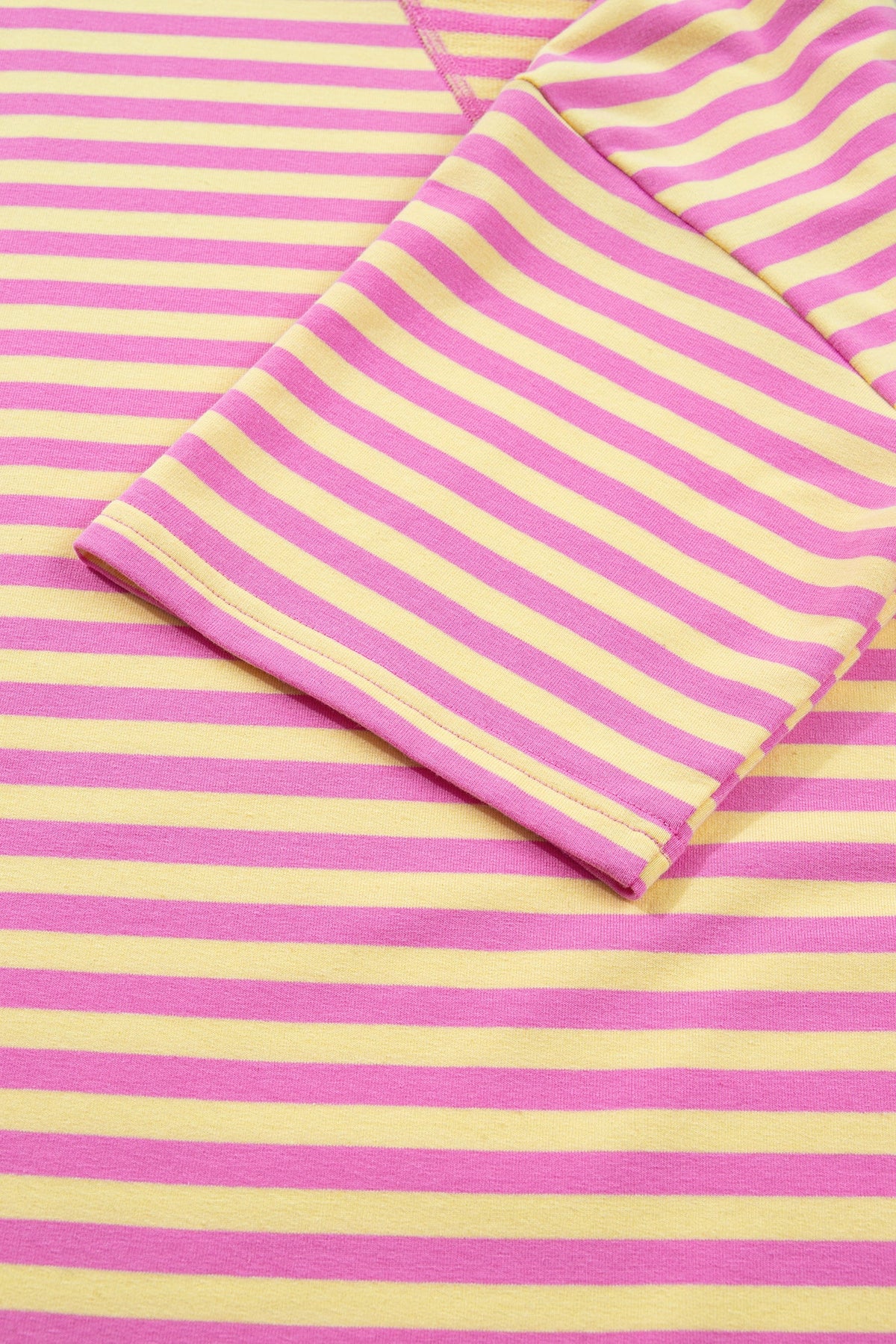 Rose Stripe Drop Shoulder Boxy Casual Terry Short Set