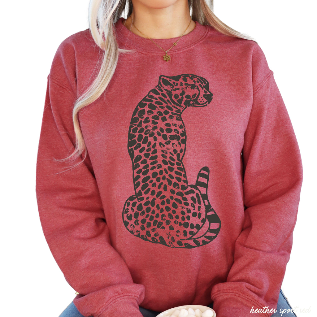 Sitting Cheetah Sweatshirt *5 Colors (S-3X)