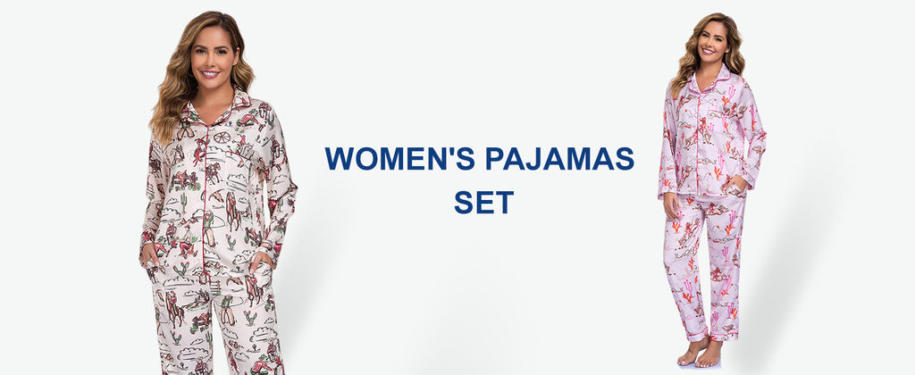 Women's Button Down Lapel Shirt With Pocket Matching Two Piece Loungewear Pajama Set